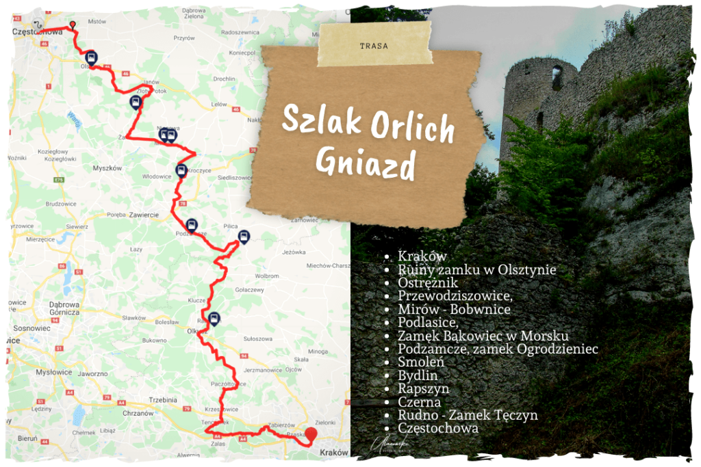 szlak orlich gniazd mapa